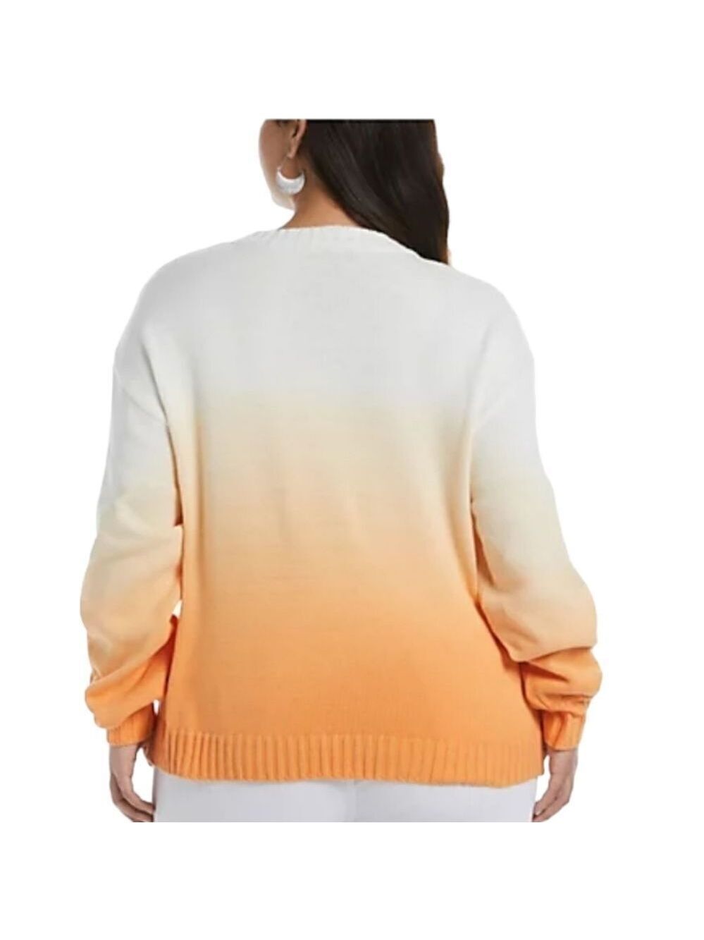 Ella Rafaella Ombre Pullover Sweater Mock Orange White Knit Size XL - Picture 2 of 10